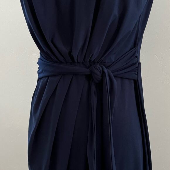 Superfoxx California Dreams Faux Wrap Dress Sleeveless Draped Navy Blue Medium - Picture 6 of 13
